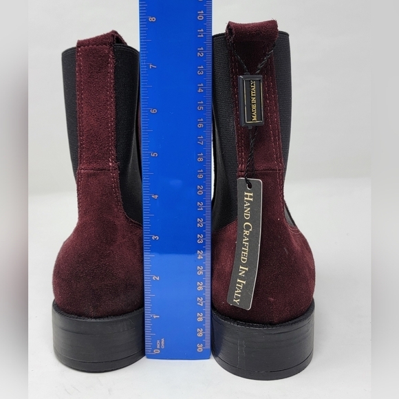 Emanuele Crasto Women's Sz 40 Mid Calf Burgundy Leather Boots Made In Italy New - Picture 8 of 9